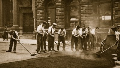 Re-laying roads, Cornhill by English Photographer